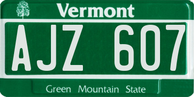 VT license plate AJZ607