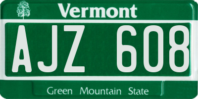 VT license plate AJZ608