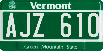 VT license plate AJZ610