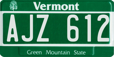 VT license plate AJZ612