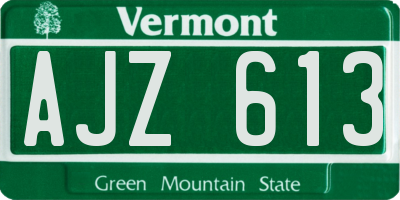 VT license plate AJZ613