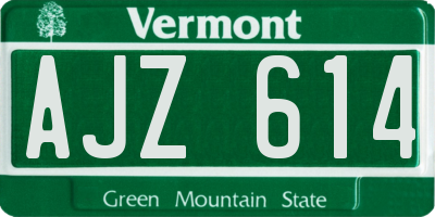 VT license plate AJZ614