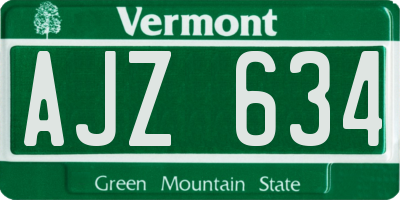 VT license plate AJZ634