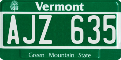 VT license plate AJZ635