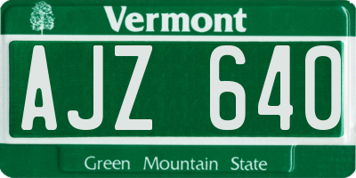 VT license plate AJZ640