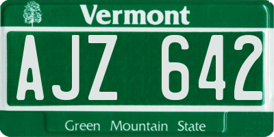 VT license plate AJZ642