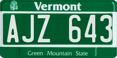 VT license plate AJZ643