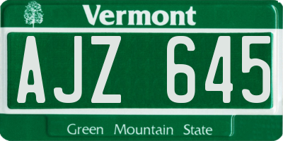 VT license plate AJZ645