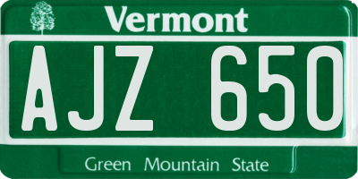 VT license plate AJZ650