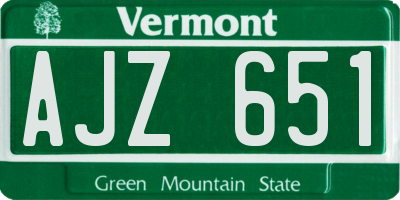 VT license plate AJZ651