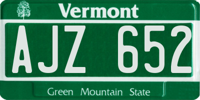 VT license plate AJZ652