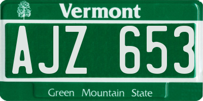 VT license plate AJZ653