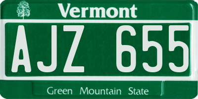 VT license plate AJZ655