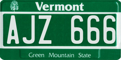 VT license plate AJZ666