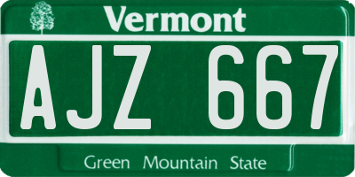VT license plate AJZ667
