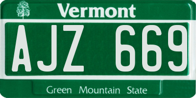 VT license plate AJZ669