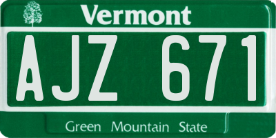 VT license plate AJZ671