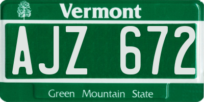 VT license plate AJZ672