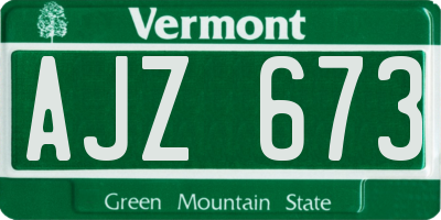 VT license plate AJZ673