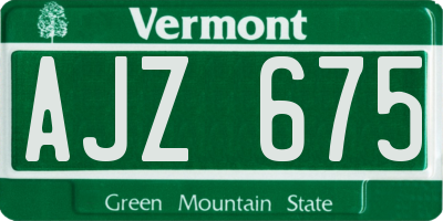 VT license plate AJZ675
