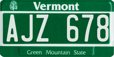VT license plate AJZ678