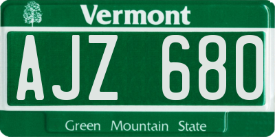 VT license plate AJZ680