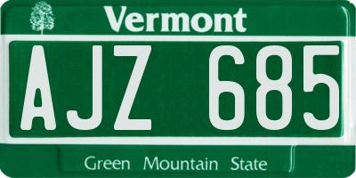 VT license plate AJZ685