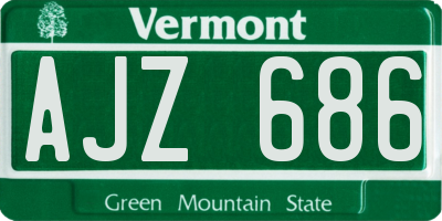 VT license plate AJZ686