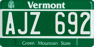 VT license plate AJZ692
