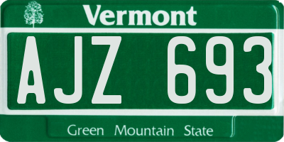 VT license plate AJZ693