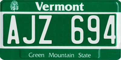 VT license plate AJZ694