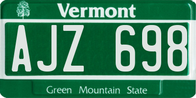 VT license plate AJZ698