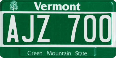 VT license plate AJZ700