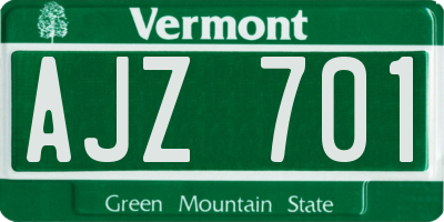 VT license plate AJZ701