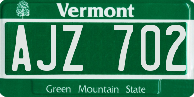 VT license plate AJZ702