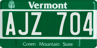 VT license plate AJZ704