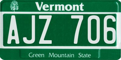 VT license plate AJZ706