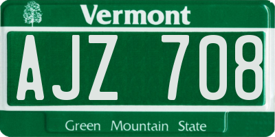 VT license plate AJZ708