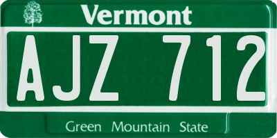 VT license plate AJZ712