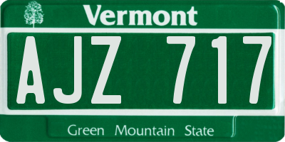 VT license plate AJZ717