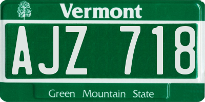 VT license plate AJZ718