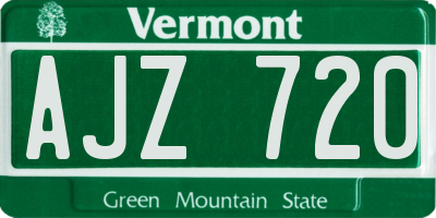 VT license plate AJZ720