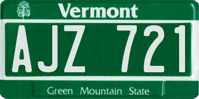 VT license plate AJZ721