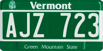 VT license plate AJZ723
