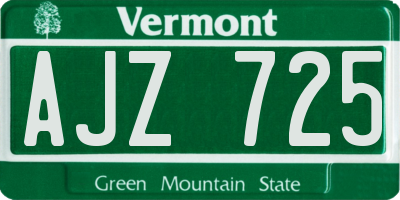 VT license plate AJZ725