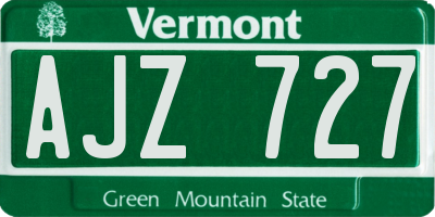 VT license plate AJZ727