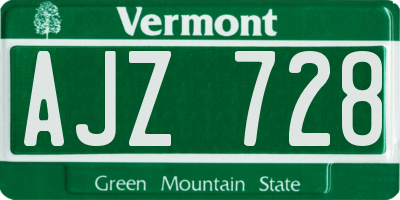 VT license plate AJZ728