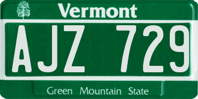 VT license plate AJZ729