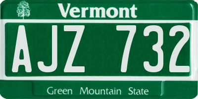 VT license plate AJZ732