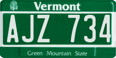 VT license plate AJZ734